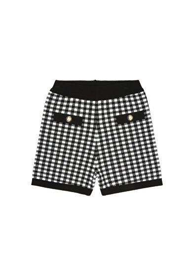Beymen Club Black White Checkered Knit Shorts - 7