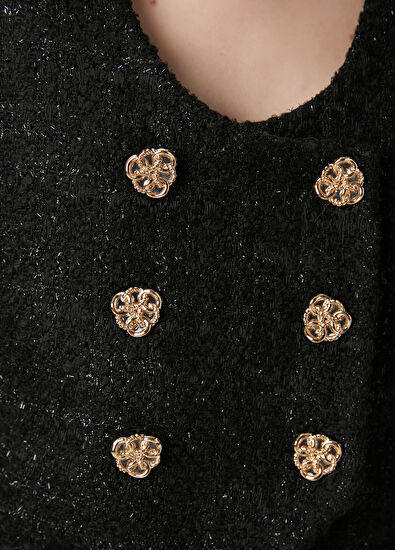 Beymen Club Siyah Simli Kruvaze Tweed Yelek - 5