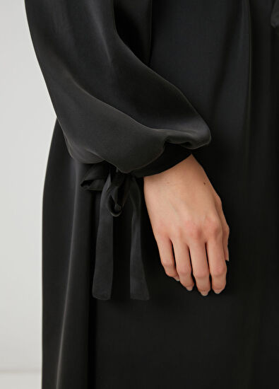 Beymen Club Black Midi Silk Satin Dress - 6