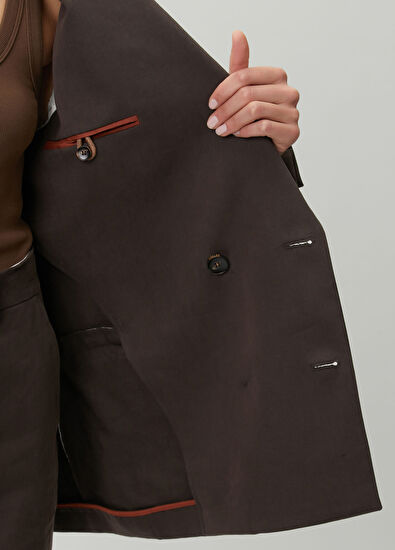 Retori Brown Double-Breasted Linen Jacket - 7