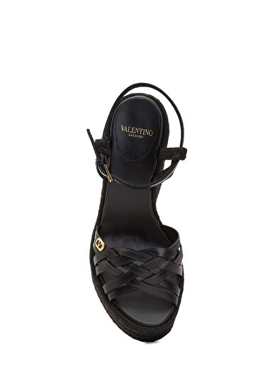 Siyah Kadın Deri Espadril - Görsel 5