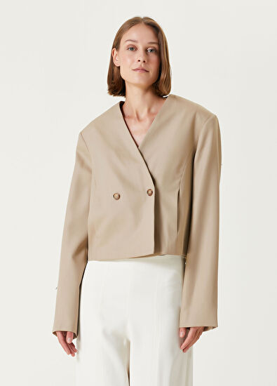 Loulou Studio Habriel Bej Kruvaze Ceket - 3