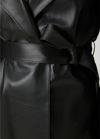 Beymen Club Black Belted Leather Jacket - 5