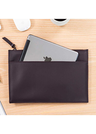 Pack'n Travel Mürdüm Deri Unisex Clutch El Çantası - 5