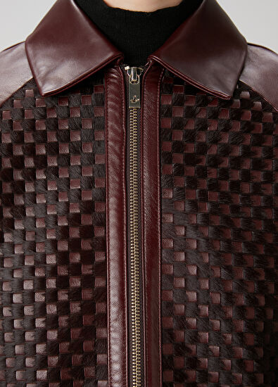 Beymen Club Plum Bomber Leather Jacket - 7