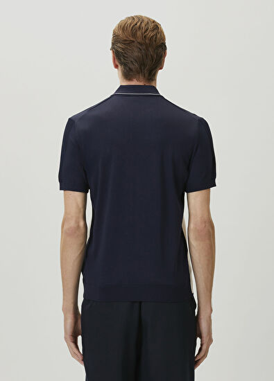 Beymen Club White Navy Blue Short Sleeve Polo Sweater - 5