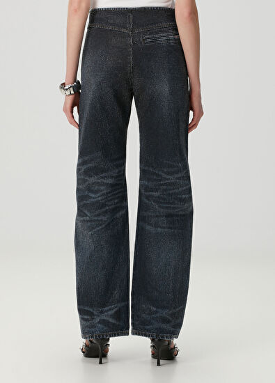 Alexander Wang Koyu Mavi Taşlı Jean Pantolon - 4