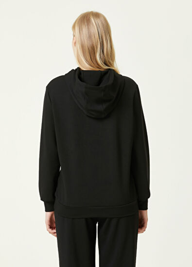 Beymen Club Siyah Kapüşonlu Logo Detaylı Sweatshirt - 5