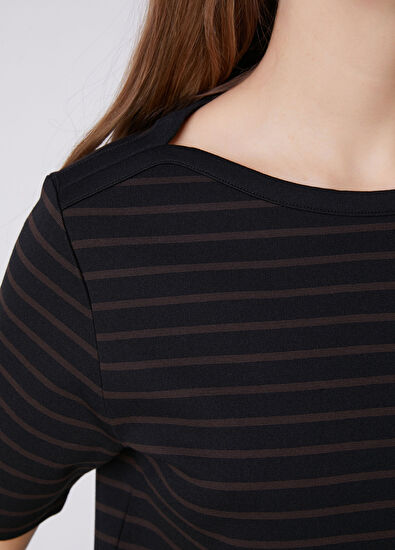 Beymen Club Siyah Kahve Çizgili T-shirt - 7