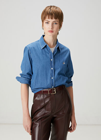 Beymen Club Mavi Basic Denim Gömlek - 3