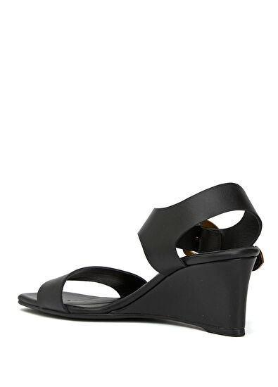 Beymen Club Siyah Amorf Tokalı Kadın Deri Sandalet - 3