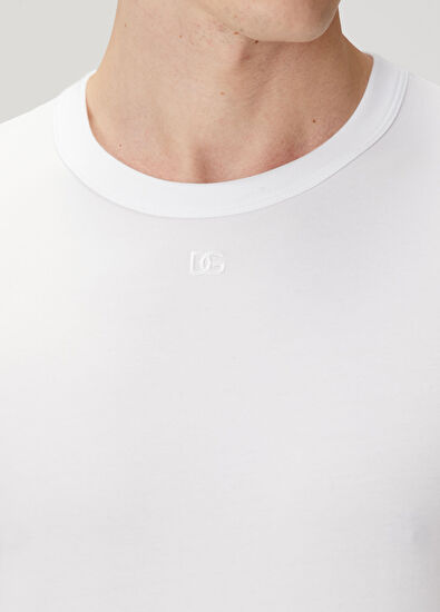 Beyaz Logo Nakışlı T-shirt - Görsel 6