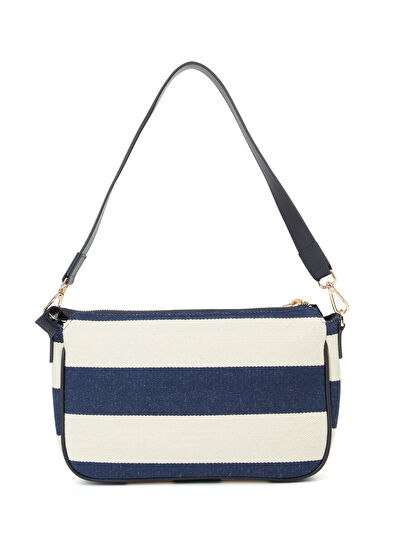 Beymen Club Navy Blue White Striped Women's Linen Bag - 4