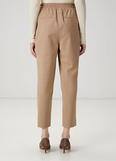 Beymen Club Camel Çizgili Yün Pijama Pantolon - 6