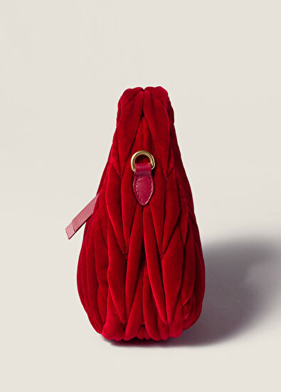 Miu Miu Wander Matelassé Kırmızı Kadife Kadın Mini El Çantası - 7