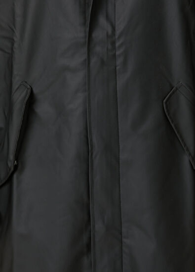 Fishtail Siyah Kapüşonlu Parka - Görsel 6