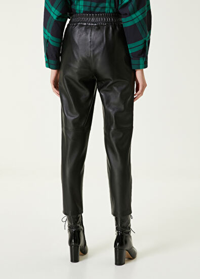 Beymen Club Siyah Nervürlü Deri Pantolon - 5