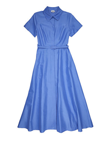 Beymen Club Dark Blue Midi Taffeta Shirt Dress - 7