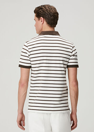 Beymen Club Off White Zigzag Striped Polo T-Shirt - 5