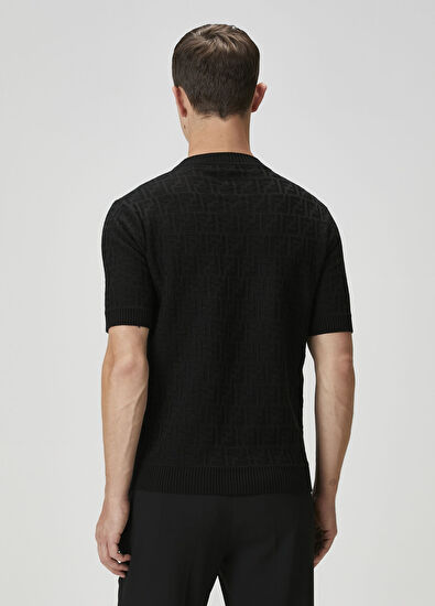 Fendi Black Logo Motif Short Sleeve Sweater - 4