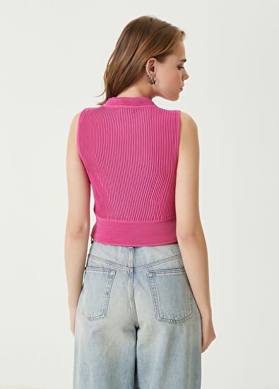 Beymen Club Fuşya Çizgi Dokulu Crop Atlet - 6
