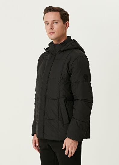 Beymen Club Siyah Kapüşonlu Kapitoneli Mont - 4