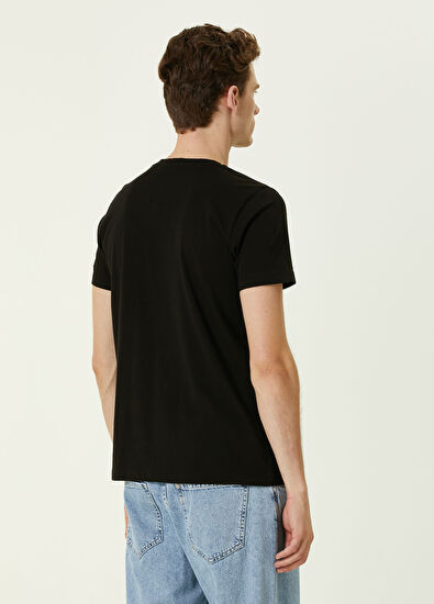 Academia Siyah Yıpratma Detaylı Basic T-shirt - 4