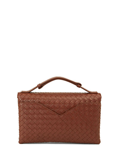 Knot Kahverengi Örgü Dokulu Kadın Deri Çanta - Görsel 5