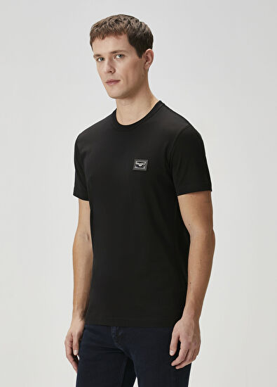 Siyah Logo Patchli T-shirt - Görsel 4