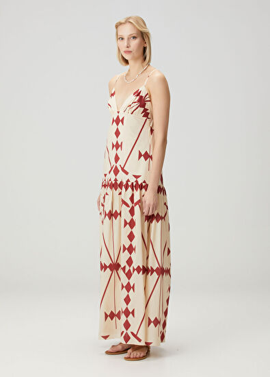 Johanna Ortiz Orange White Patterned Maxi Beach Dress - 3