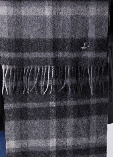 Beymen Club Anthracite Striped Men's Wool Scarf - 3