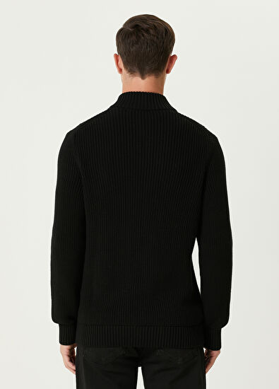 Black Rib Braided Cardigan Beymen Club Black Rib Braided Cardigan - 5