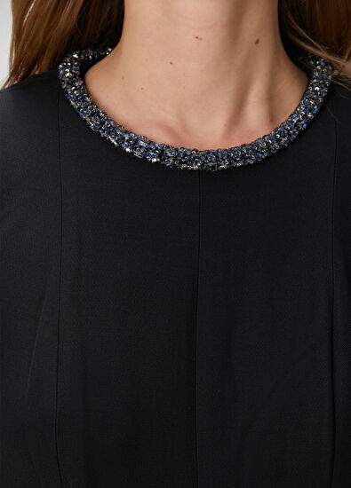 Roland Mouret Black Embellished Maxi Wool Evening Dress - 5