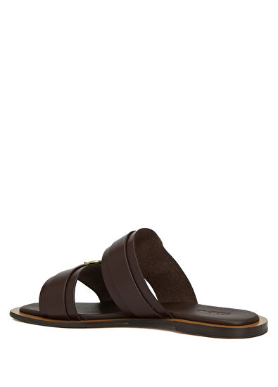 Beymen Club Kahverengi Amorf Tokalı Kadın Deri Terlik - 3