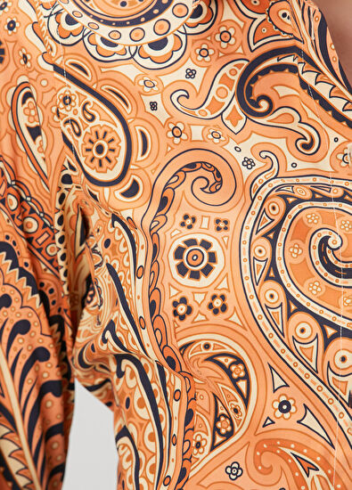 Etro Turuncu Şal Desenli Gömlek - 5