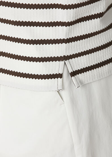 Beymen Club Off White Zigzag Striped Polo T-Shirt - 7