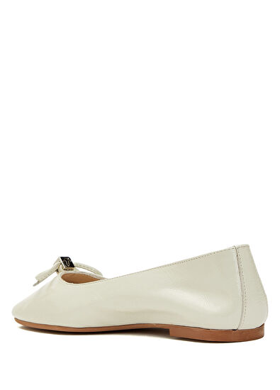 Beymen Club Ecru Logo Leather Ballet Flats - 3