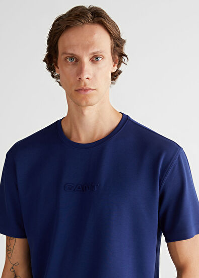 GANT Emboss C-neck Blue Short Sleeve Men's T-shirt - 4