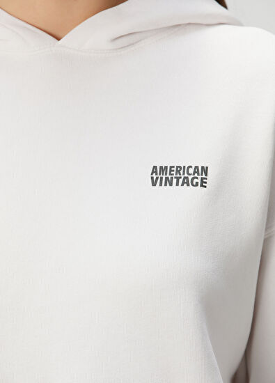 American Vintage Beyaz Kapüşonlu Sweatshirt - 5