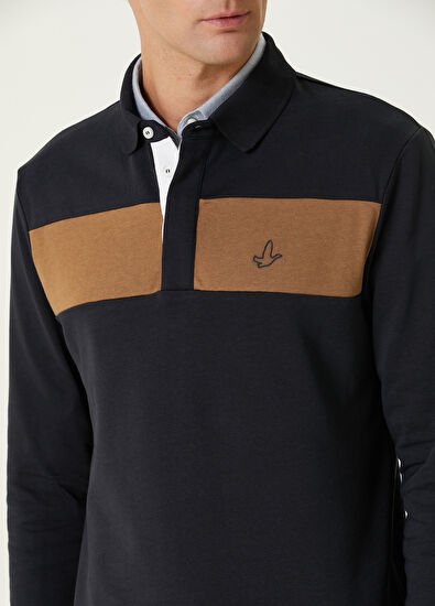 Beymen Club Navy Blue Long Sleeve Logo Detailed T-Shirt - 6