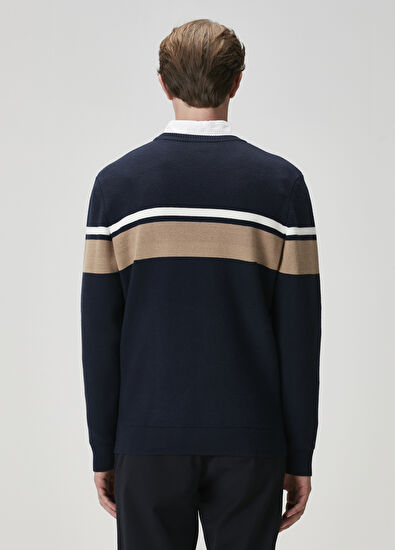 Beymen Club Navy Blue Stripe Jacquard Sweater - 5