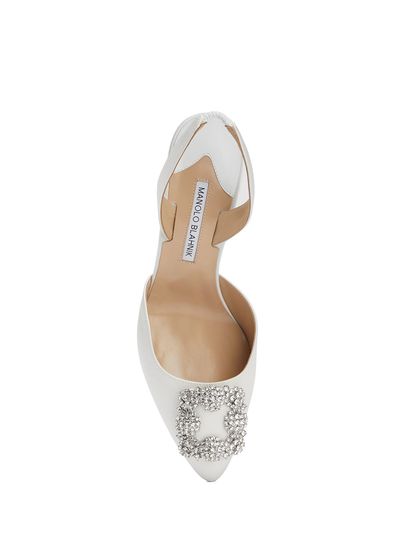 Manolo Blahnik Hangisi Cream Heels - 4