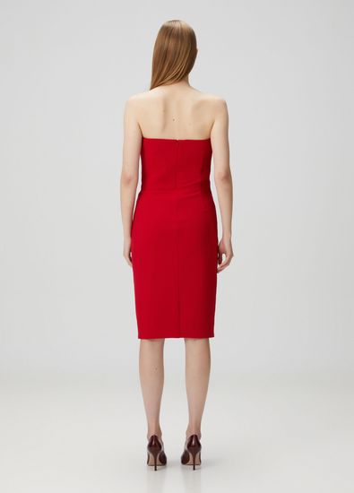 Tadashi Shoji Bordo Kadın Kırmızı Pileli Midi Kokteyl Elbise 1772248 ...