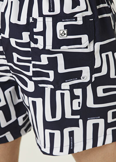 Beymen Club Navy Blue Geometric Patterned Swimsuit - 6