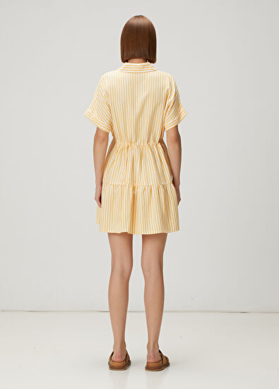 Beymen Club Yellow Striped Mini Shirt Dress - 4