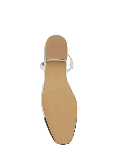 Beymen Club White Black Leather Ballet Flats - 5