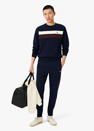 Lacoste Color Blocked Navy Blue Tapered Fit Men's Sweatpants - 4