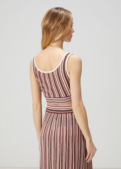 Beymen Club Pembe Çizgili Crop Triko Atlet - 5