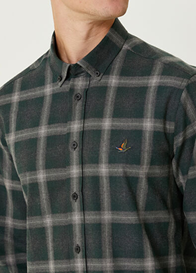 Beymen Club Comfort Fit Haki Ekose Gömlek - 6