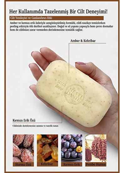 Nesti Dante Philosophia Scrub Arındırıcı ve Dengeleyici  Amber & Kırmızı Erik Özü Katı Sabun 250 gr - 3